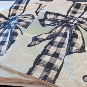 Two Plaid Bow Patterned Holiday Pillow Covers